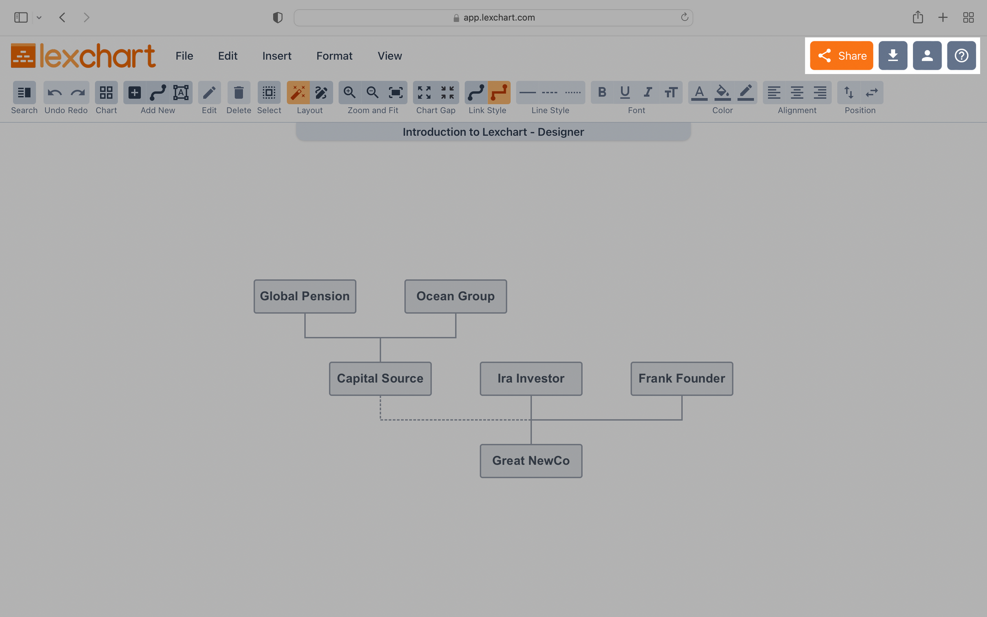 Lexchart Action Buttons