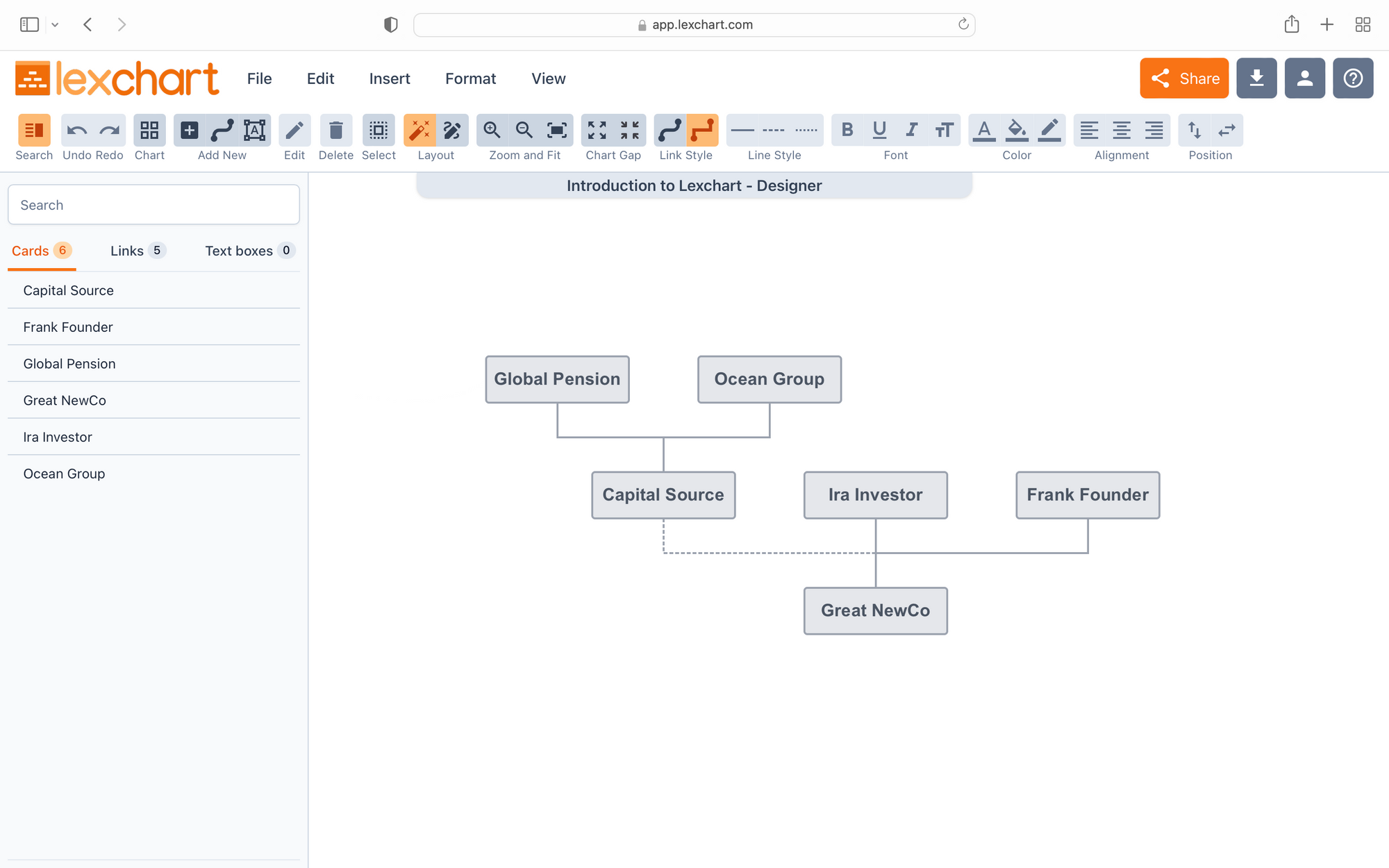 Lexchart Search Panel