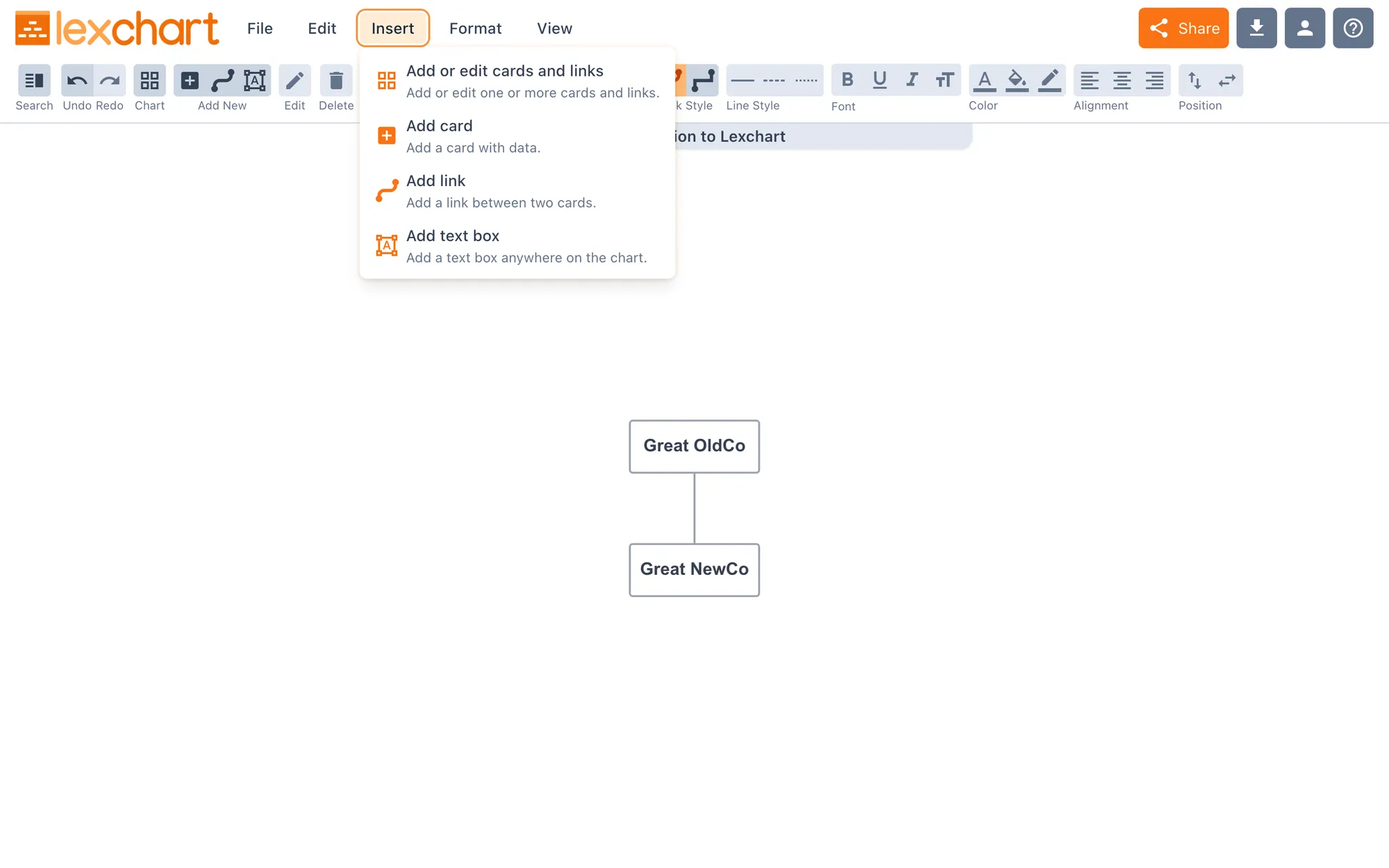 Open Chart window from the Insert menu