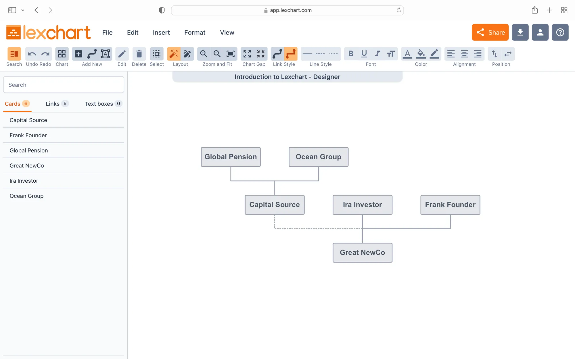 Lexchart Designer for Creating Company Charts