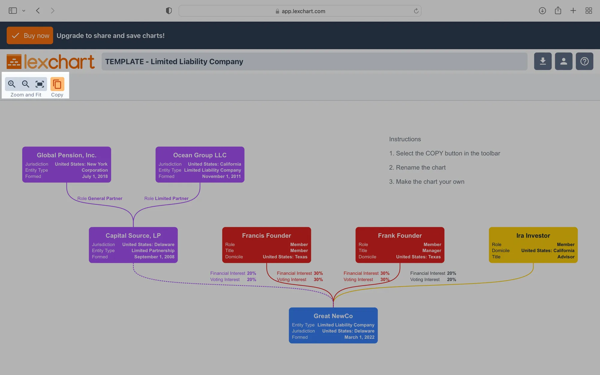 Copy company structure chart template