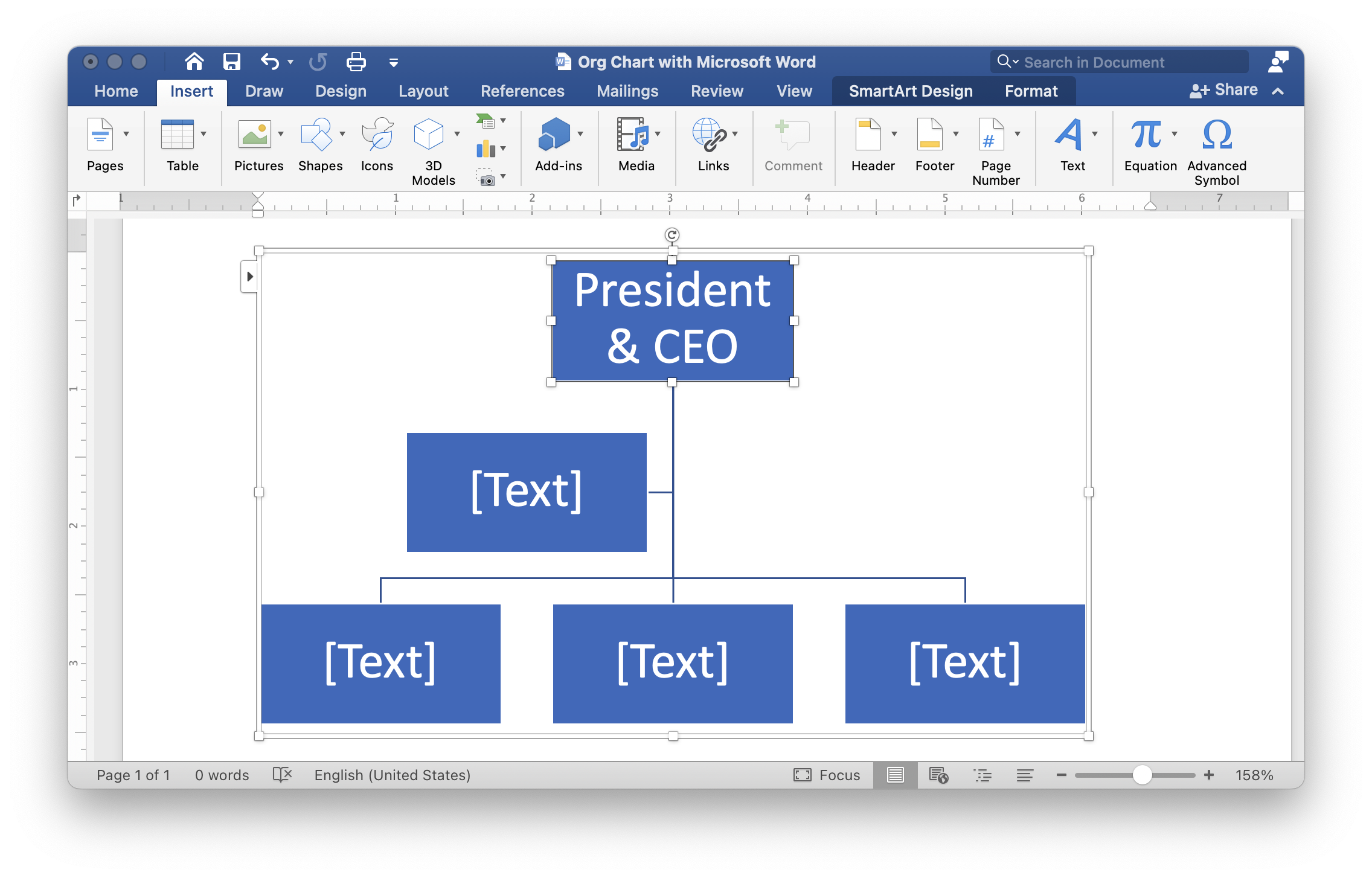 microsoft word organizational chart template