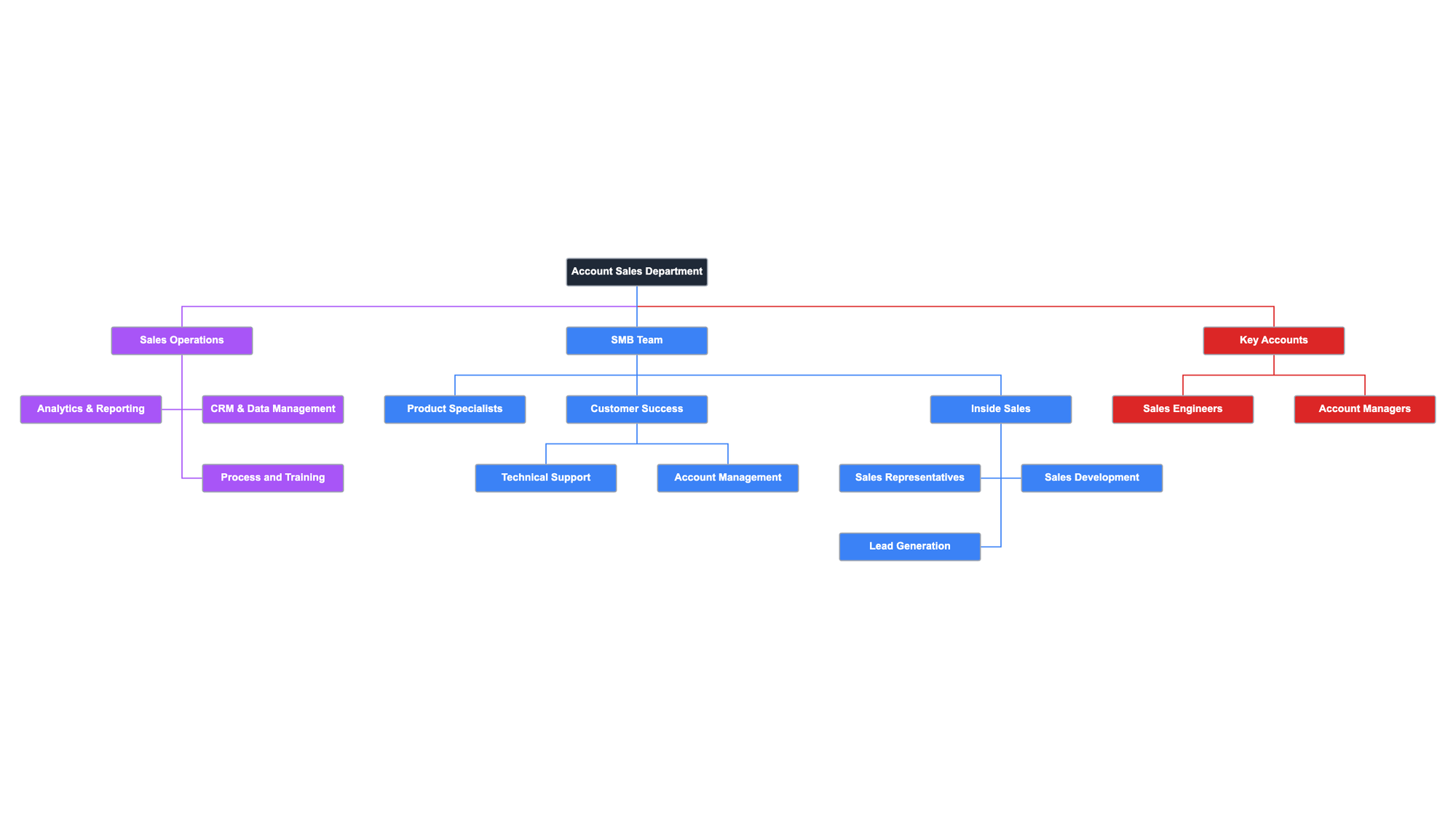 Sales Department Org Chart Focused on Accounts