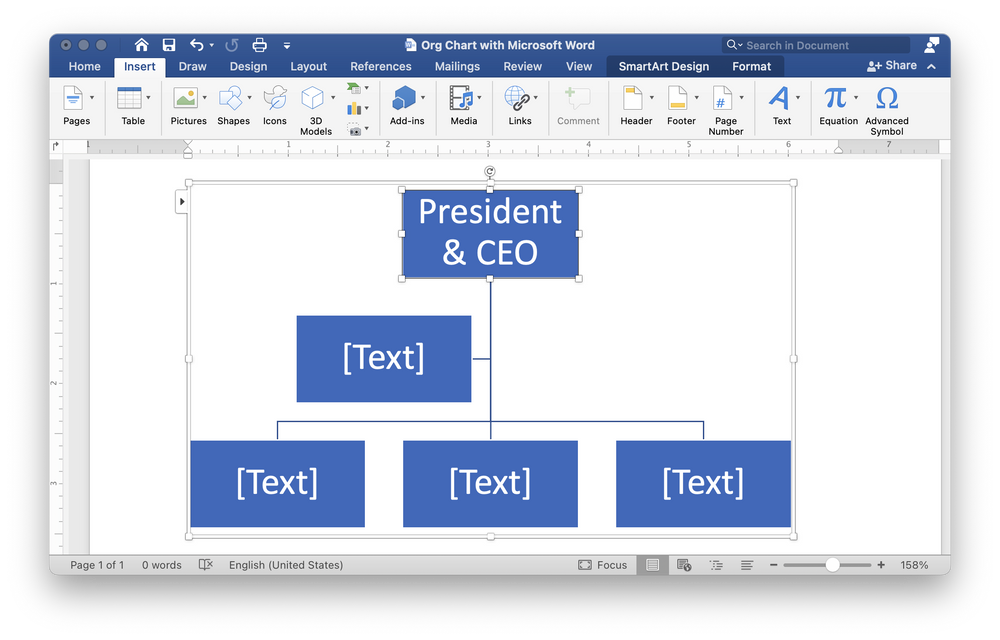 Does microsoft word have an org chart 